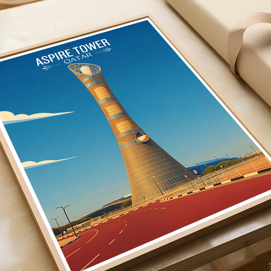 Aspire Tower - Qatar - Travel Wall Art Deco Poster Print - Art Print - Travel Art Poster