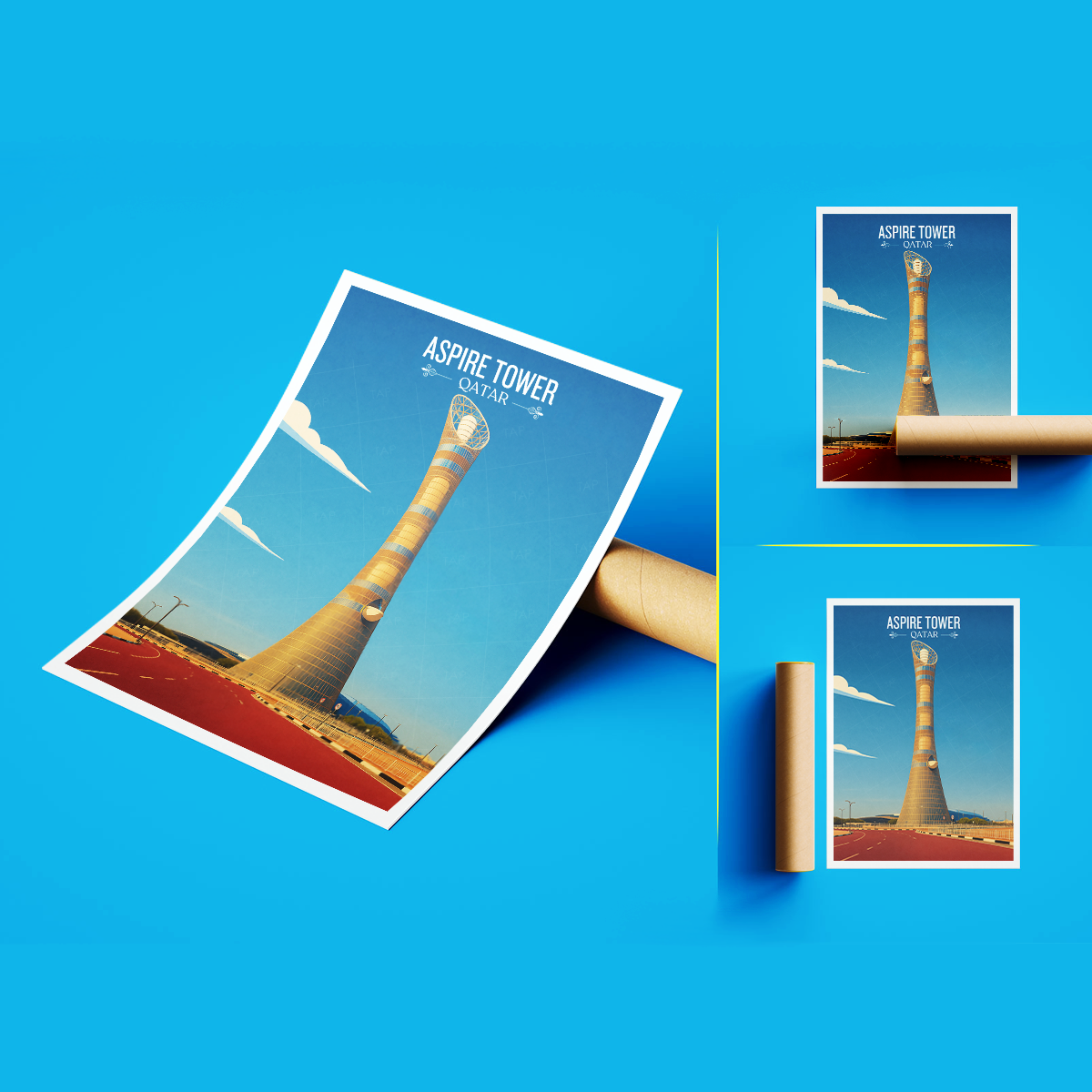 Aspire Tower - Qatar - Travel Wall Art Deco Poster Print - Art Print - Travel Art Poster