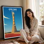 Aspire Tower - Qatar - Travel Wall Art Deco Poster Print - Art Print - Travel Art Poster