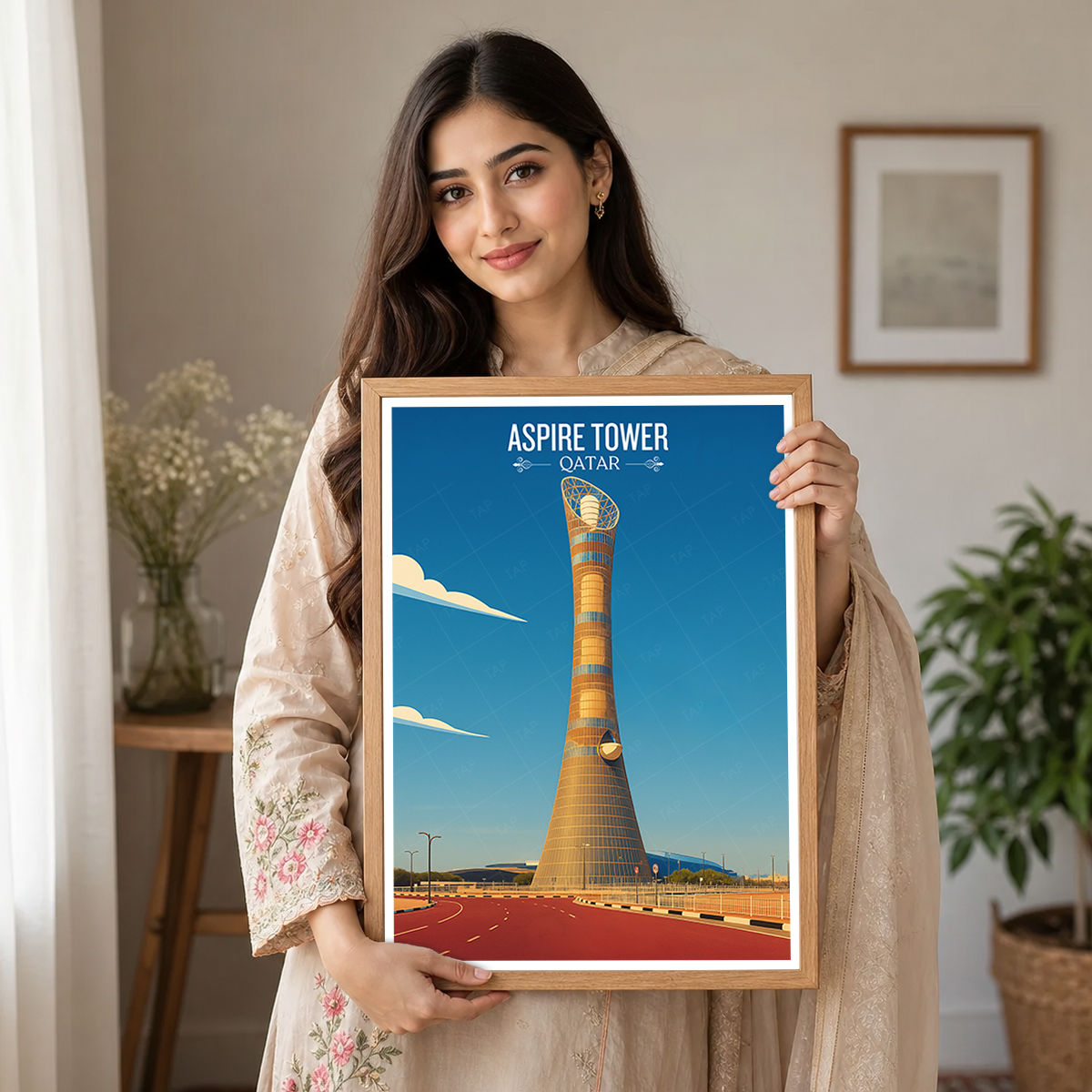 Aspire Tower - Qatar - Travel Wall Art Deco Poster Print - Art Print - Travel Art Poster