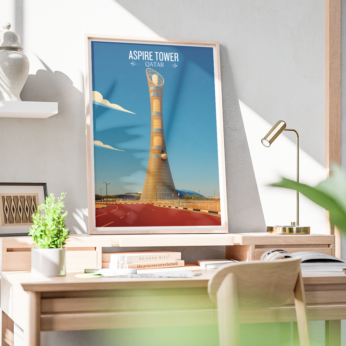 Aspire Tower - Qatar - Travel Wall Art Deco Poster Print - Art Print - Travel Art Poster