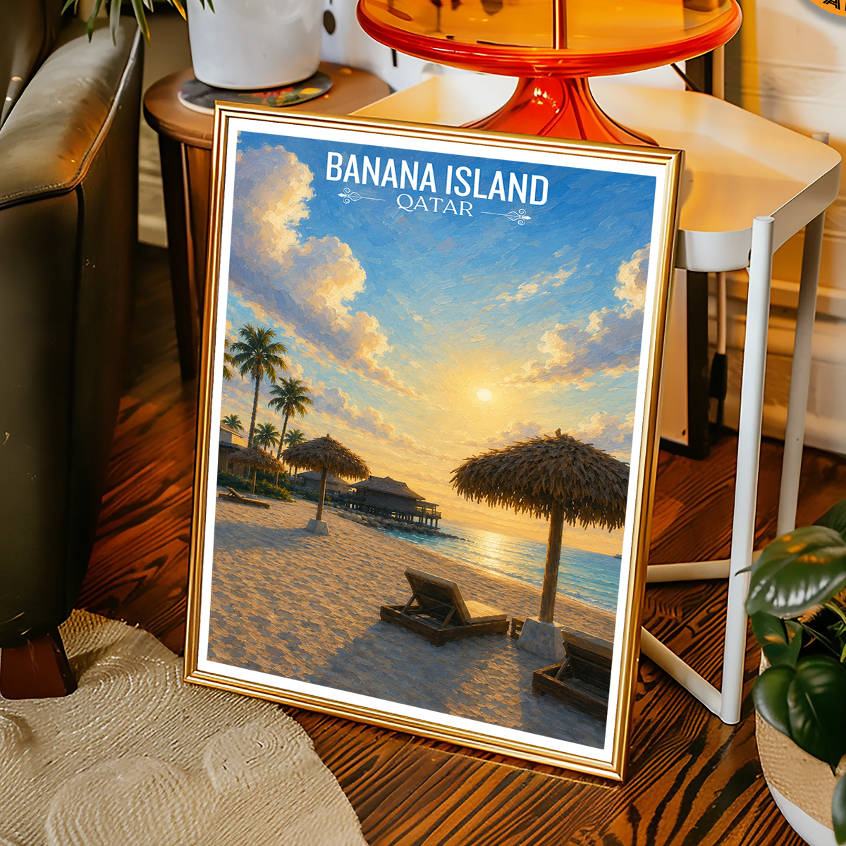 Banana Island - Qatar - Travel Wall Art Deco Poster Print - Art Print - Travel Art Poster