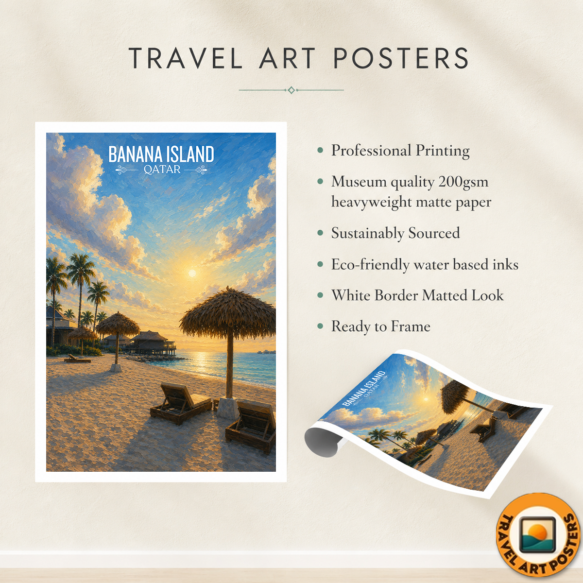 Banana Island - Qatar - Travel Wall Art Deco Poster Print - Art Print - Travel Art Poster