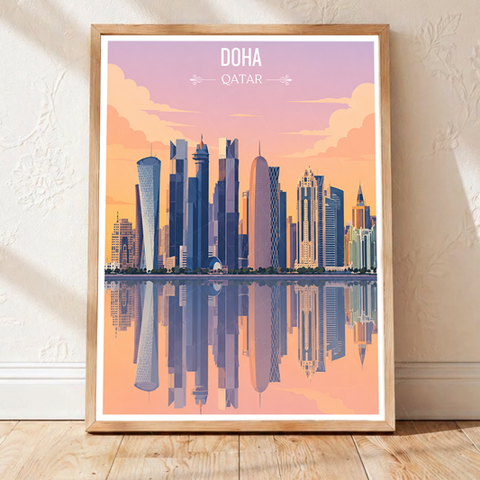 Doha - Qatar - Travel Wall Art Deco Poster Print - Art Print - Travel Art Poster