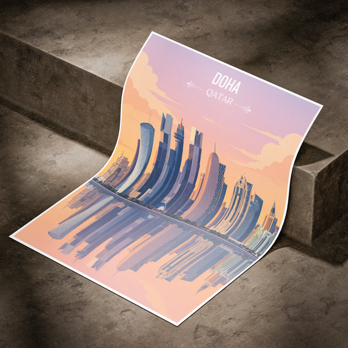 Doha - Qatar - Travel Wall Art Deco Poster Print - Art Print - Travel Art Poster