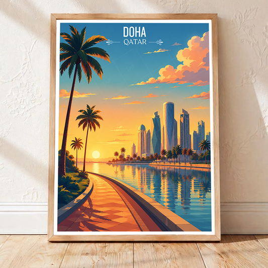 Doha - Qatar - Travel Wall Art Deco Poster Print - Art Print - Travel Art Poster