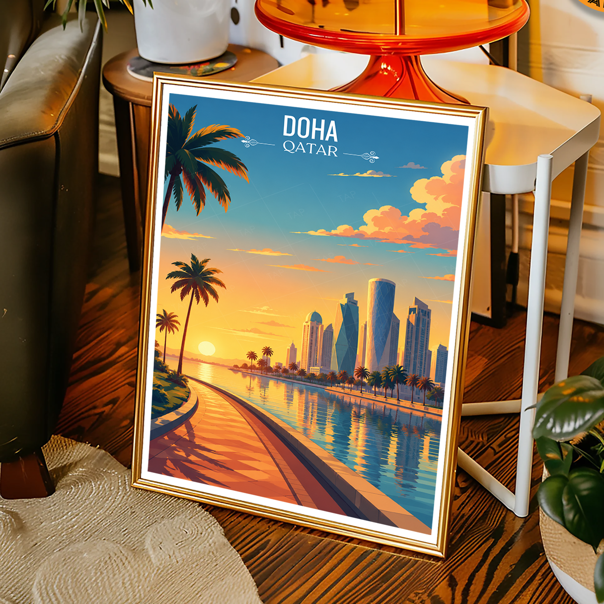 Doha - Qatar - Travel Wall Art Deco Poster Print - Art Print - Travel Art Poster