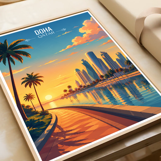 Doha - Qatar - Travel Wall Art Deco Poster Print - Art Print - Travel Art Poster