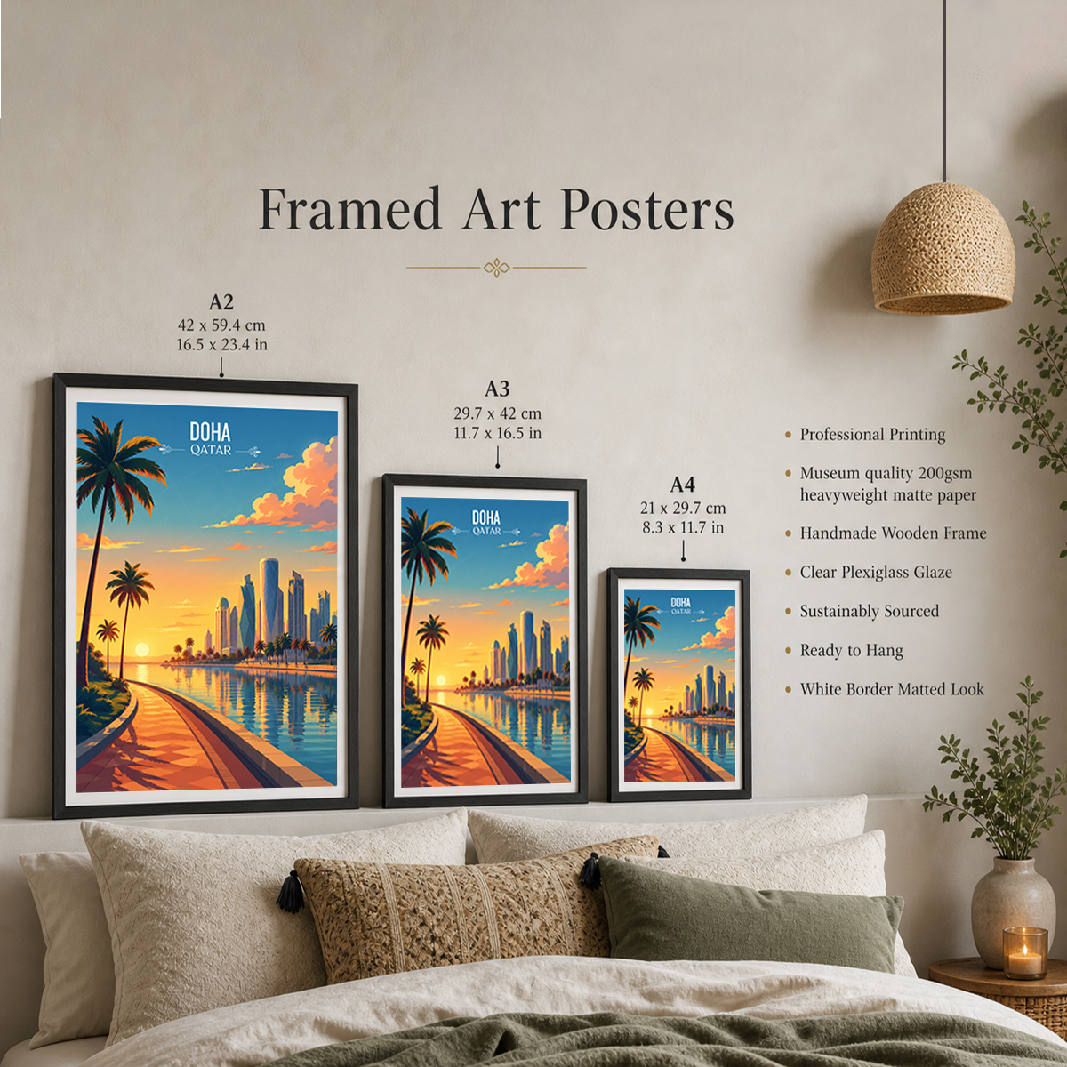 Doha - Qatar - Travel Wall Art Deco Poster Print - Art Print - Travel Art Poster