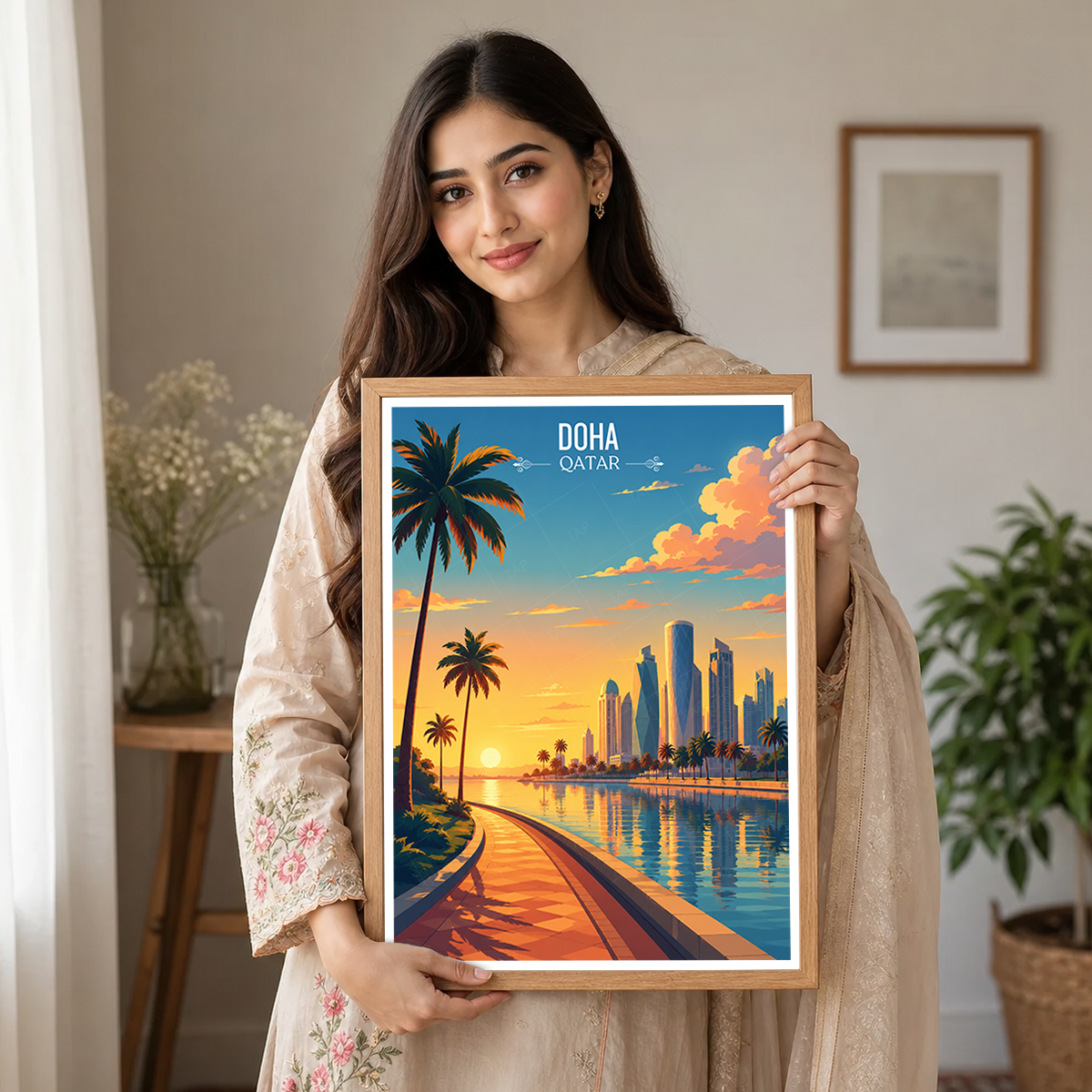 Doha - Qatar - Travel Wall Art Deco Poster Print - Art Print - Travel Art Poster