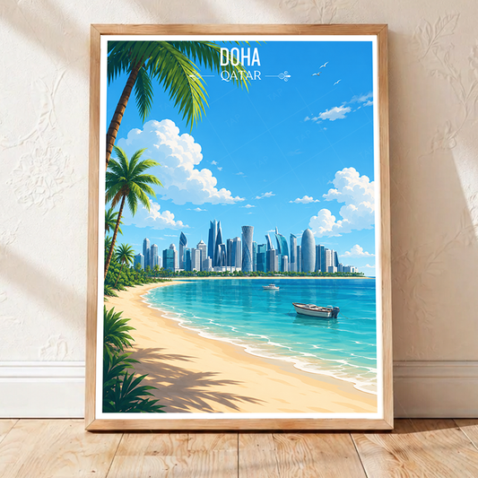 Doha - Qatar - Travel Wall Art Deco Poster Print - Art Print - Travel Art Poster