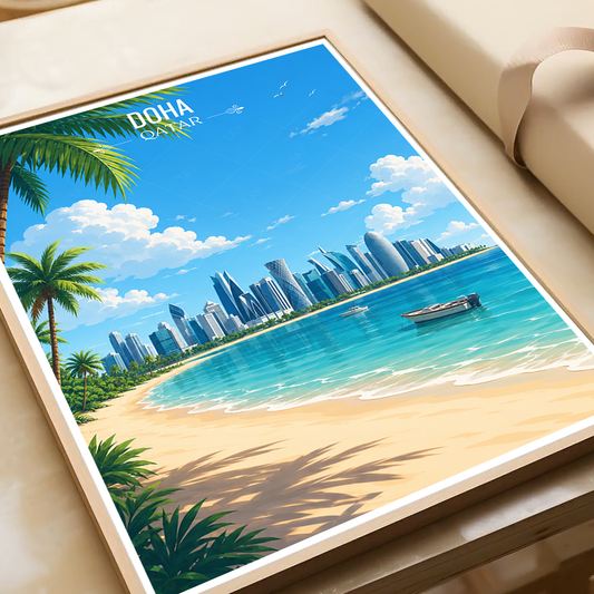 Doha - Qatar - Travel Wall Art Deco Poster Print - Art Print - Travel Art Poster