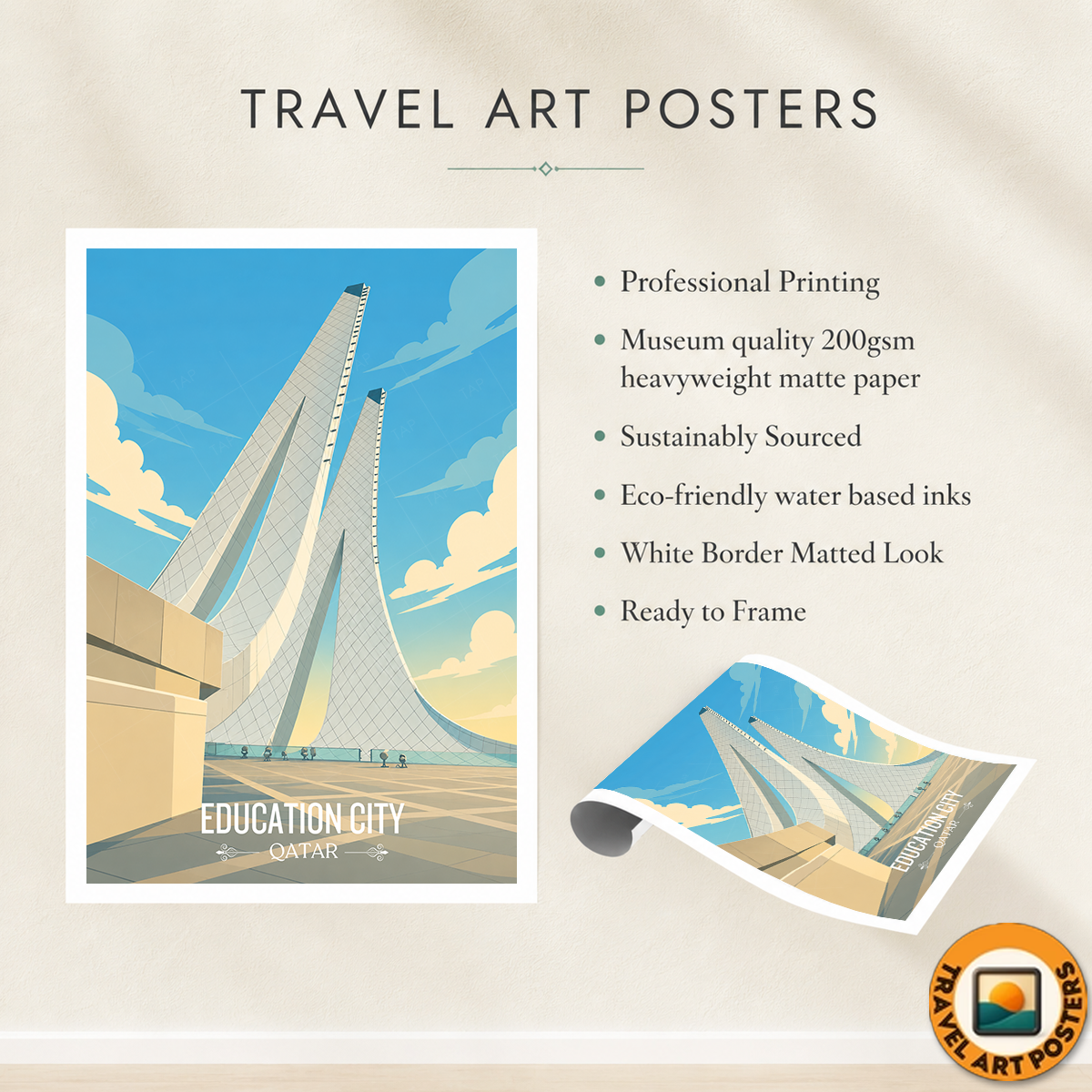 Education City - Qatar - Travel Wall Art Deco Poster Print - Art Print - Travel Art Poster