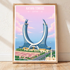 Katara Towers - Qatar - Travel Wall Art Deco Poster Print - Art Print - Travel Art Poster