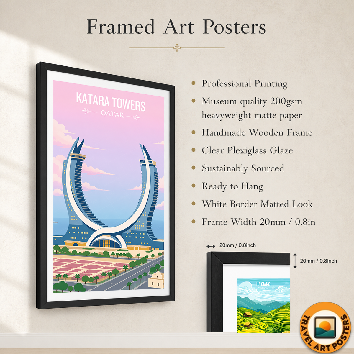 Katara Towers - Qatar - Travel Wall Art Deco Poster Print - Art Print - Travel Art Poster
