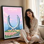Katara Towers - Qatar - Travel Wall Art Deco Poster Print - Art Print - Travel Art Poster