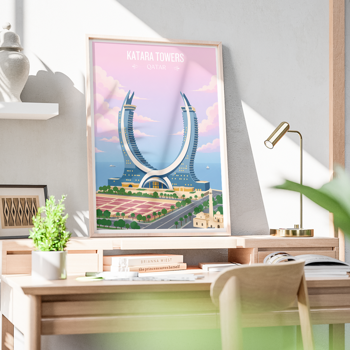Katara Towers - Qatar - Travel Wall Art Deco Poster Print - Art Print - Travel Art Poster
