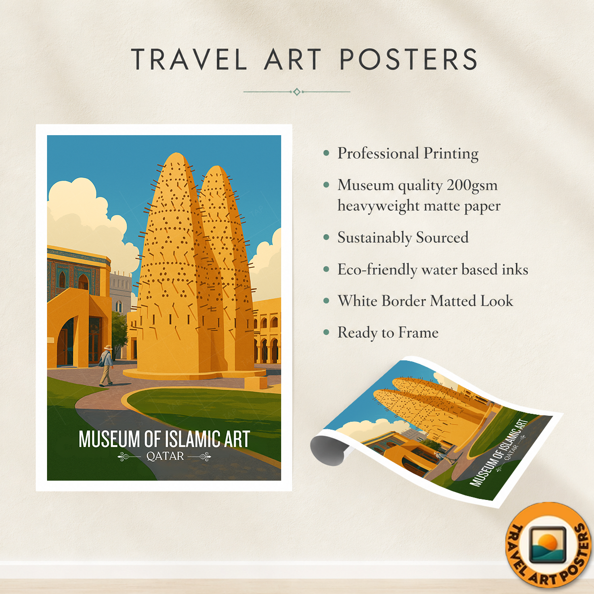 Museum of Islamic Art - Qatar - Travel Wall Art Deco Poster Print - Art Print - Travel Art Poster
