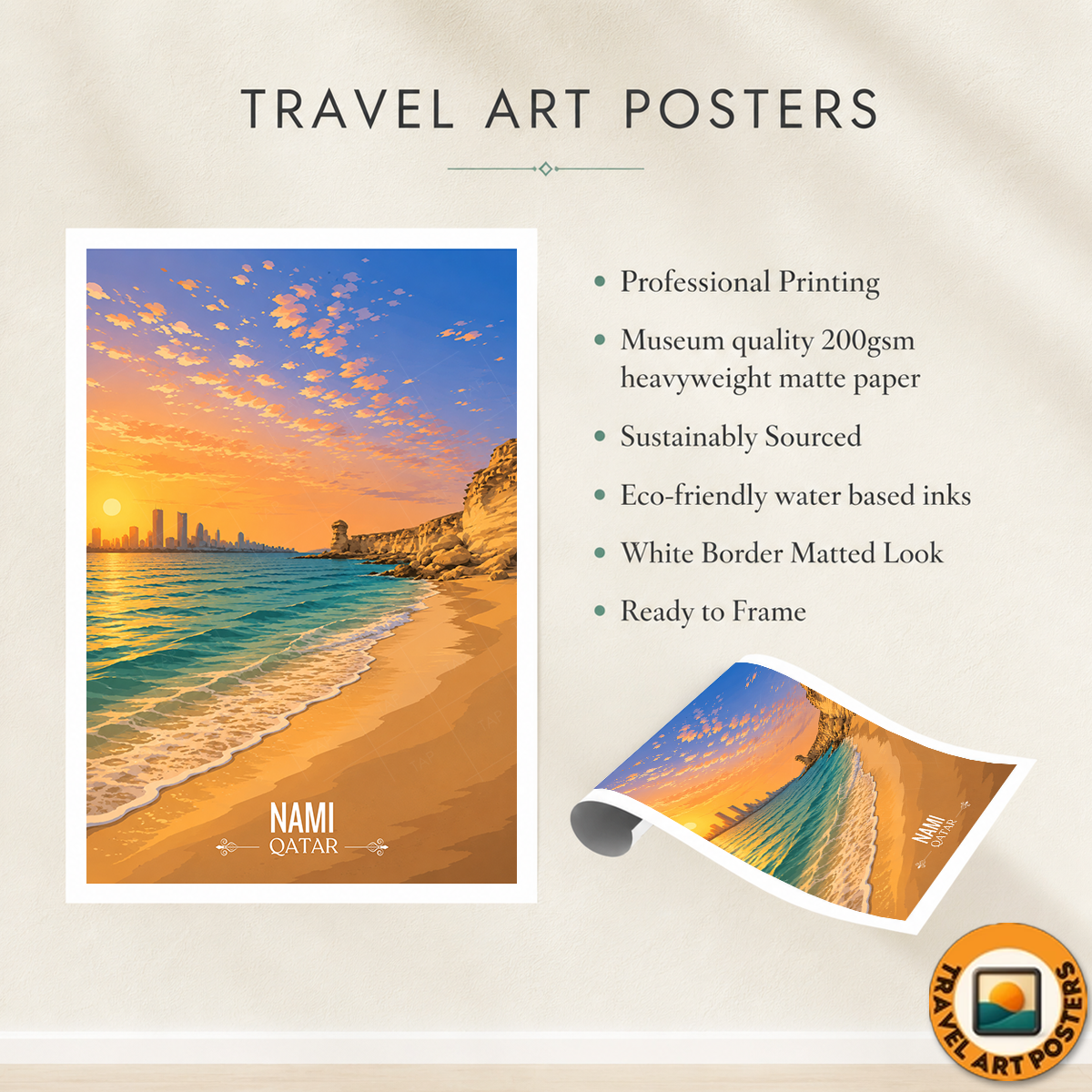 Nami - Qatar - Travel Wall Art Deco Poster Print - Art Print - Travel Art Poster