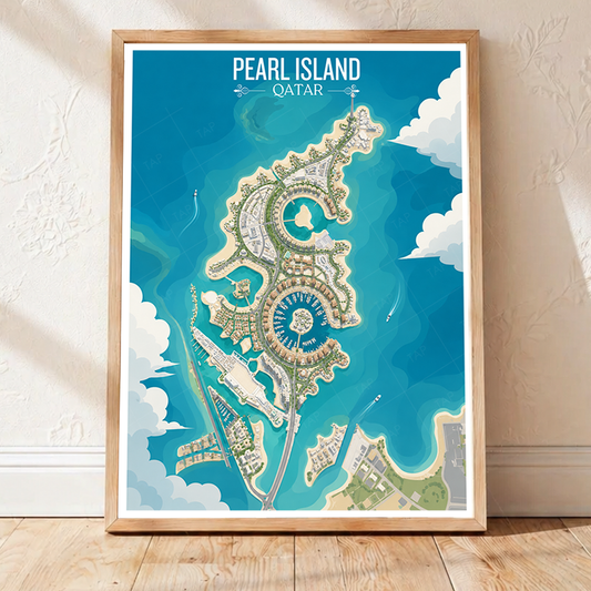 Pearl Island - Qatar - Travel Wall Art Deco Poster Print - Art Print - Travel Art Poster