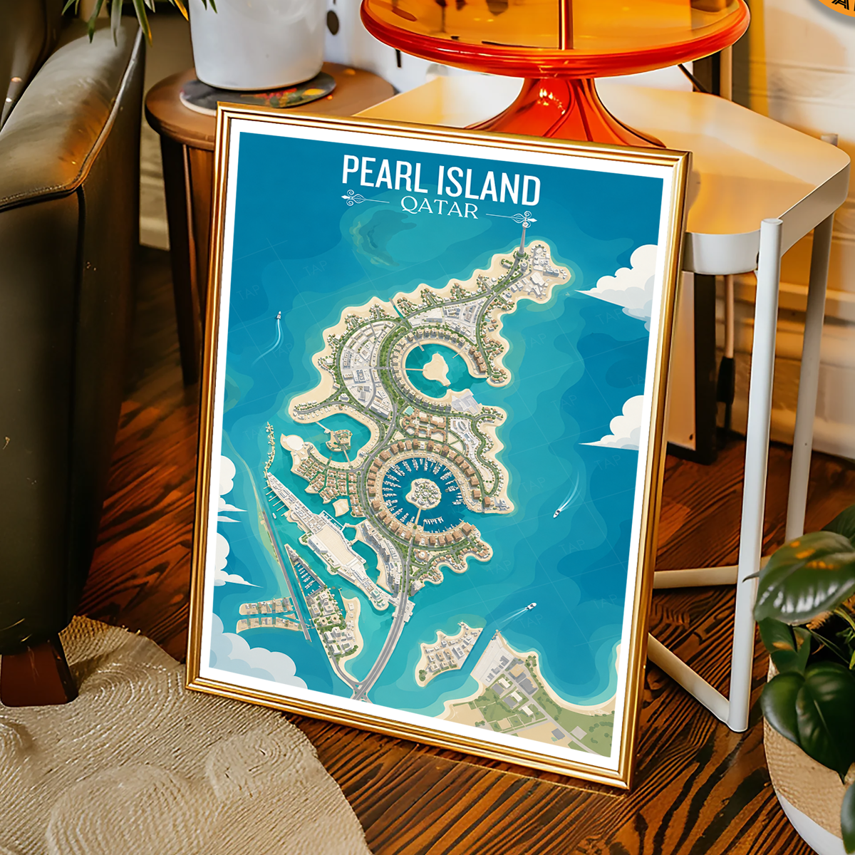 Pearl Island - Qatar - Travel Wall Art Deco Poster Print - Art Print - Travel Art Poster