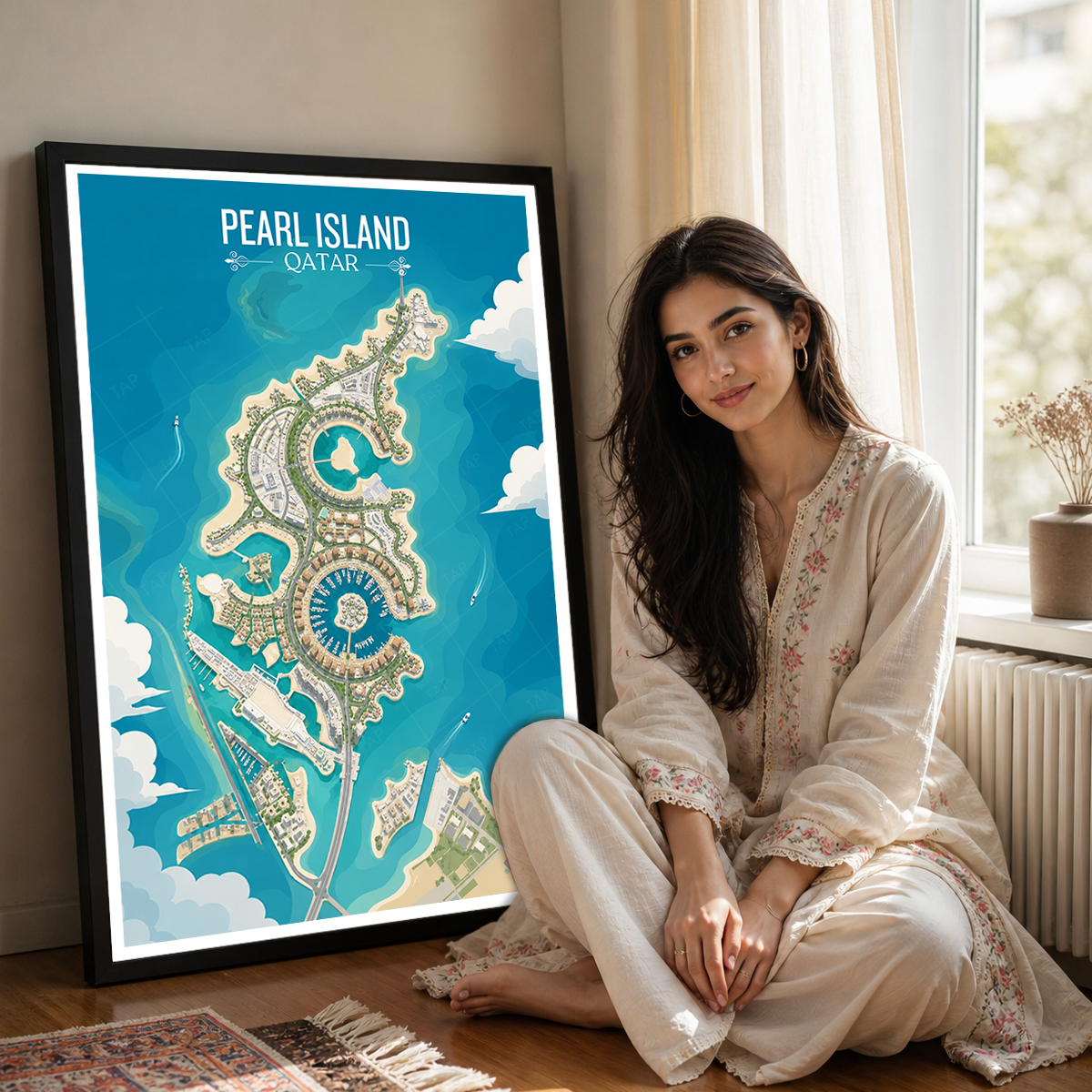 Pearl Island - Qatar - Travel Wall Art Deco Poster Print - Art Print - Travel Art Poster