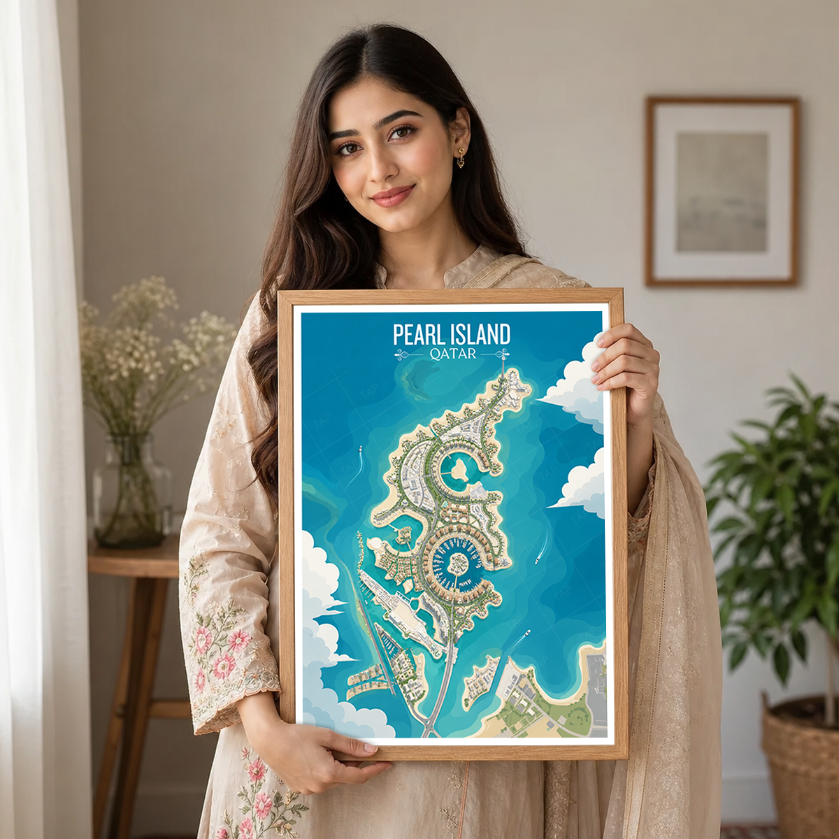 Pearl Island - Qatar - Travel Wall Art Deco Poster Print - Art Print - Travel Art Poster