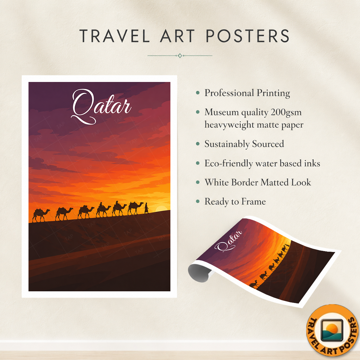 Qatar - Travel Wall Art Deco Poster Print - Art Print - Travel Art Poster