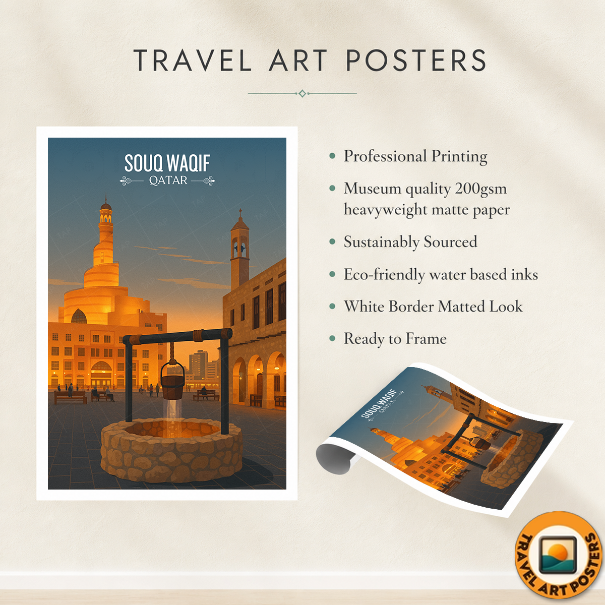 Souq Waqif - Qatar - Travel Wall Art Deco Poster Print - Art Print - Travel Art Poster