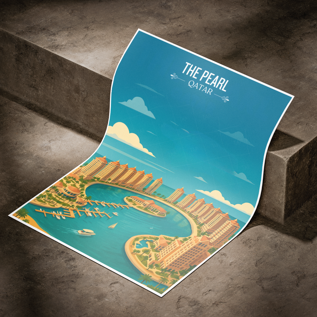 The Pearl - Qatar -  Travel Wall Art Deco Poster Print