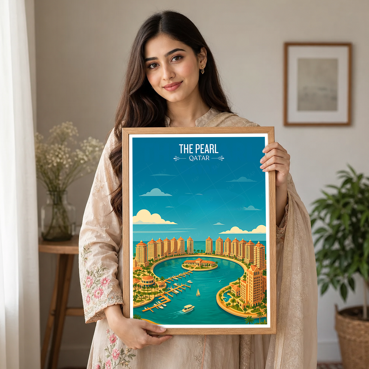 The Pearl - Qatar -  Travel Wall Art Deco Poster Print