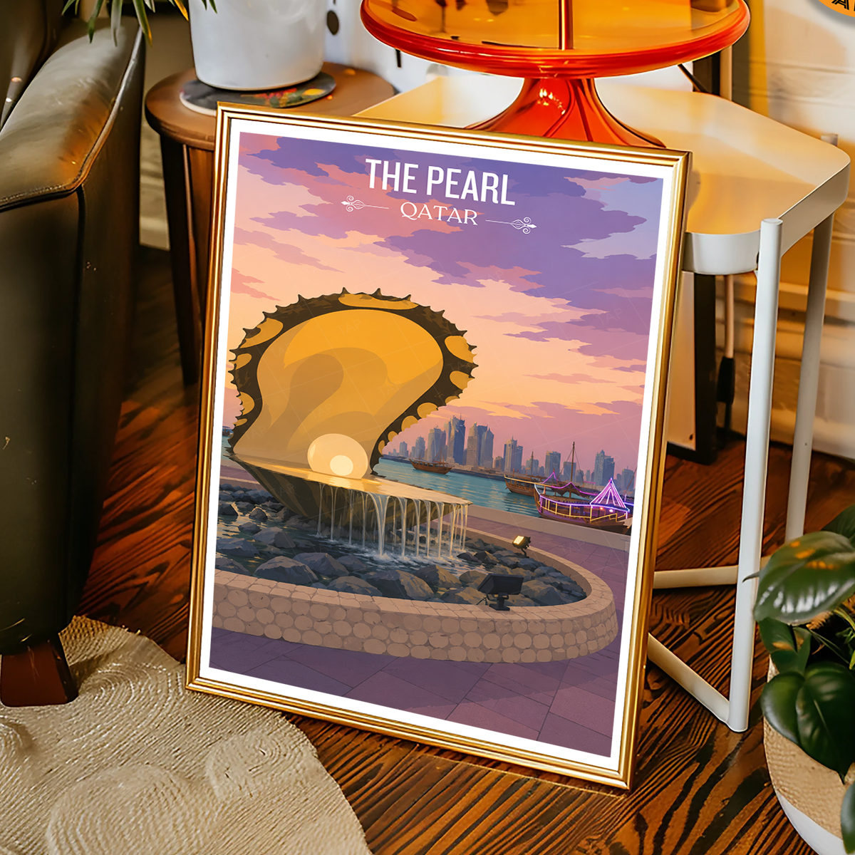 The Pearl - Qatar -  Travel Wall Art Deco Poster Print