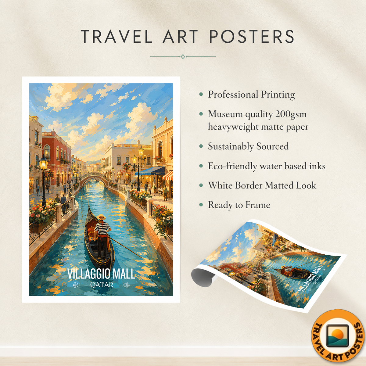 Villaggio Mall - Qatar -  Travel Wall Art Deco Poster Print