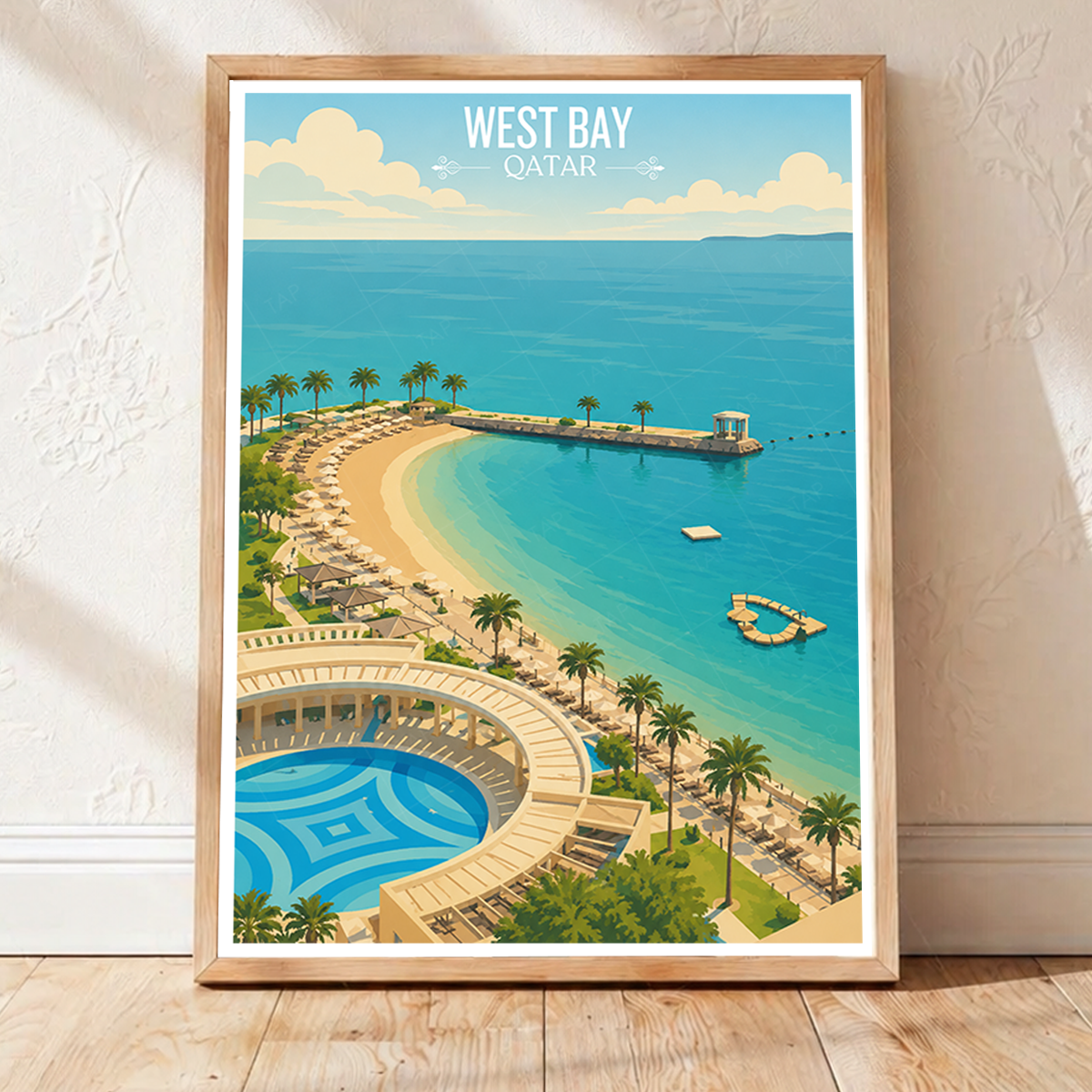 West Bay - Qatar -  Travel Wall Art Deco Poster Print
