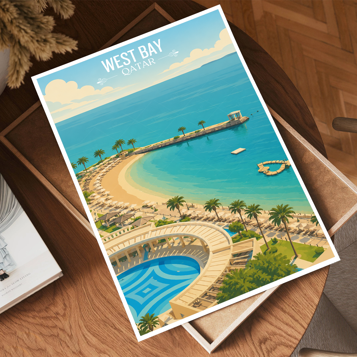 West Bay - Qatar -  Travel Wall Art Deco Poster Print