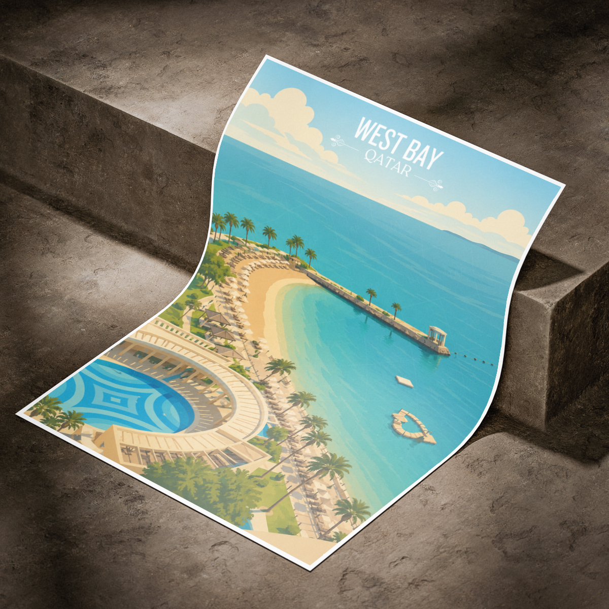 West Bay - Qatar -  Travel Wall Art Deco Poster Print
