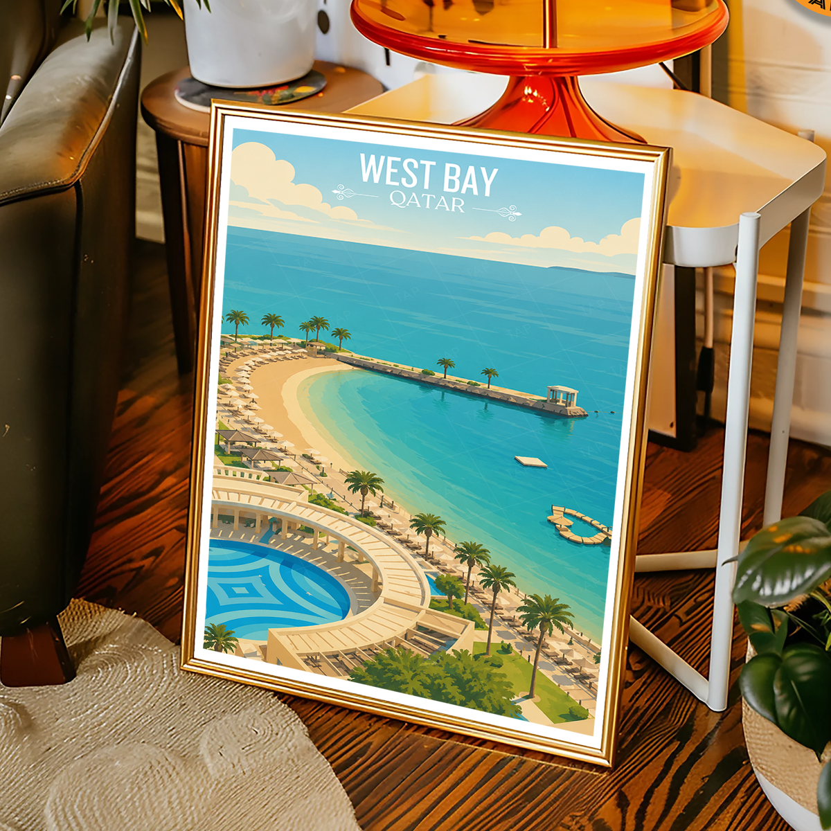 West Bay - Qatar -  Travel Wall Art Deco Poster Print