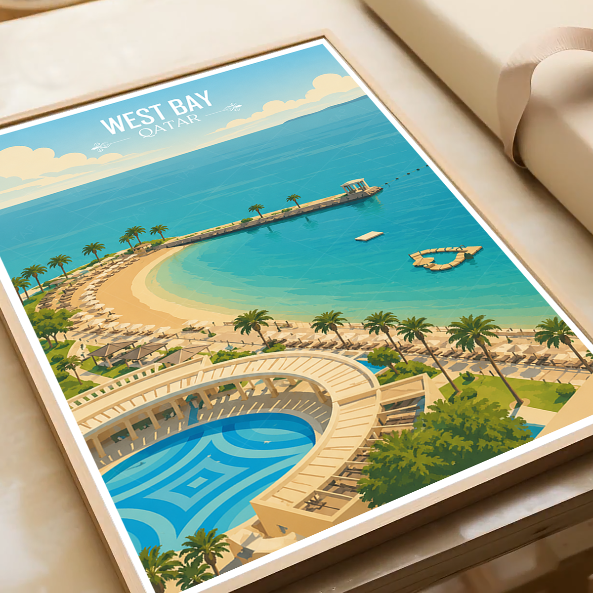 West Bay - Qatar -  Travel Wall Art Deco Poster Print