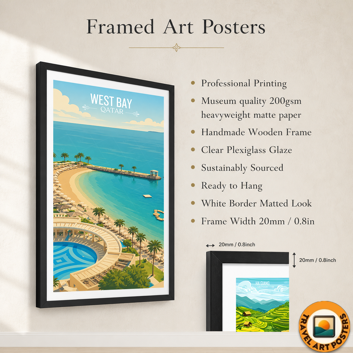 West Bay - Qatar -  Travel Wall Art Deco Poster Print