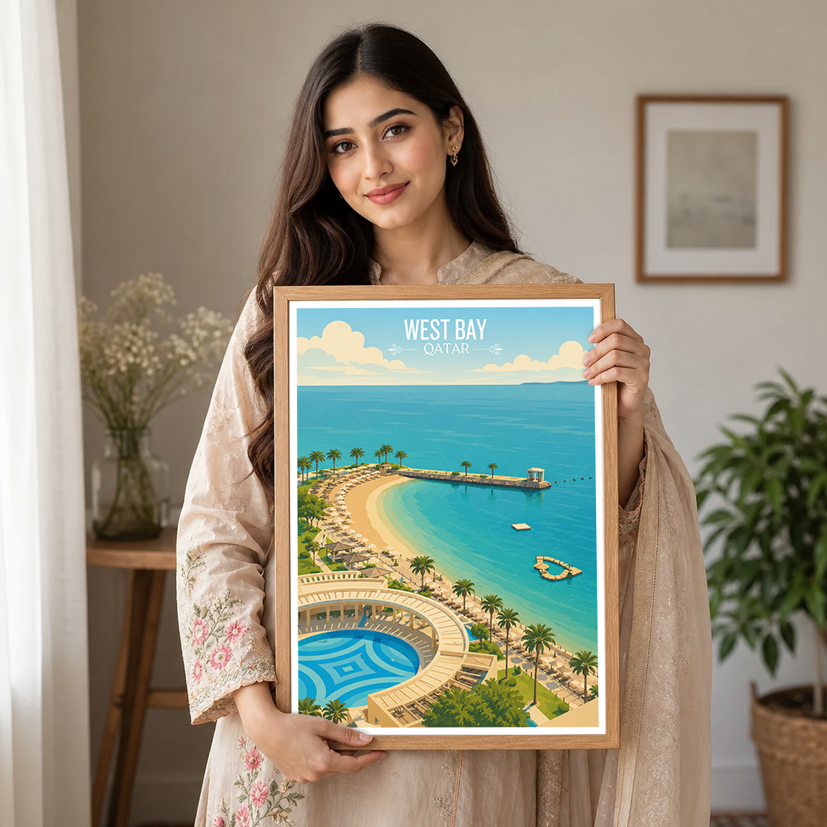 West Bay - Qatar -  Travel Wall Art Deco Poster Print