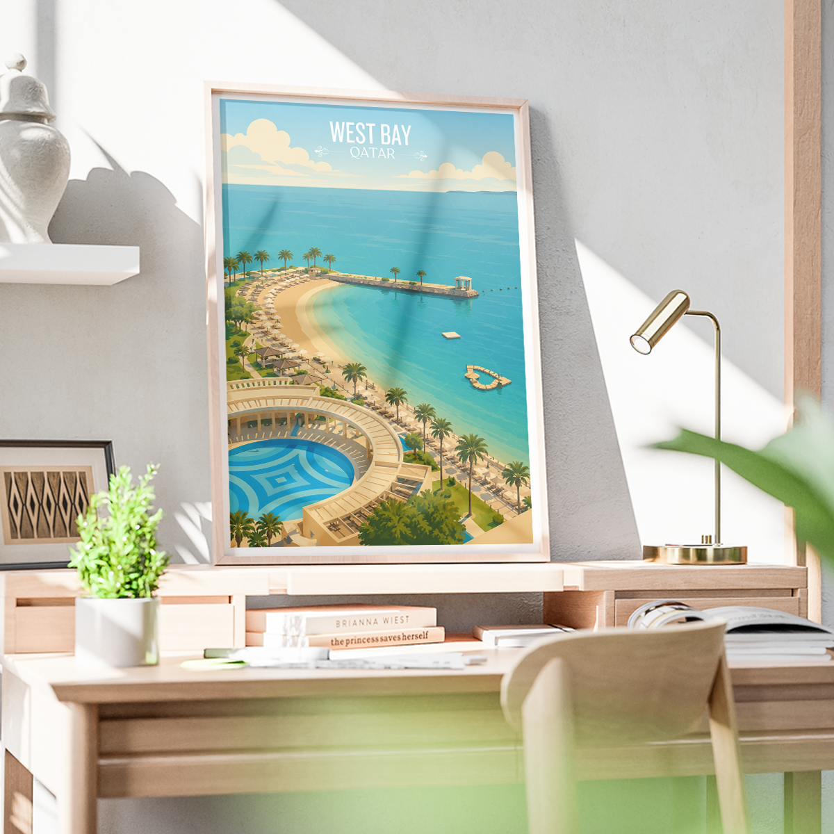 West Bay - Qatar -  Travel Wall Art Deco Poster Print