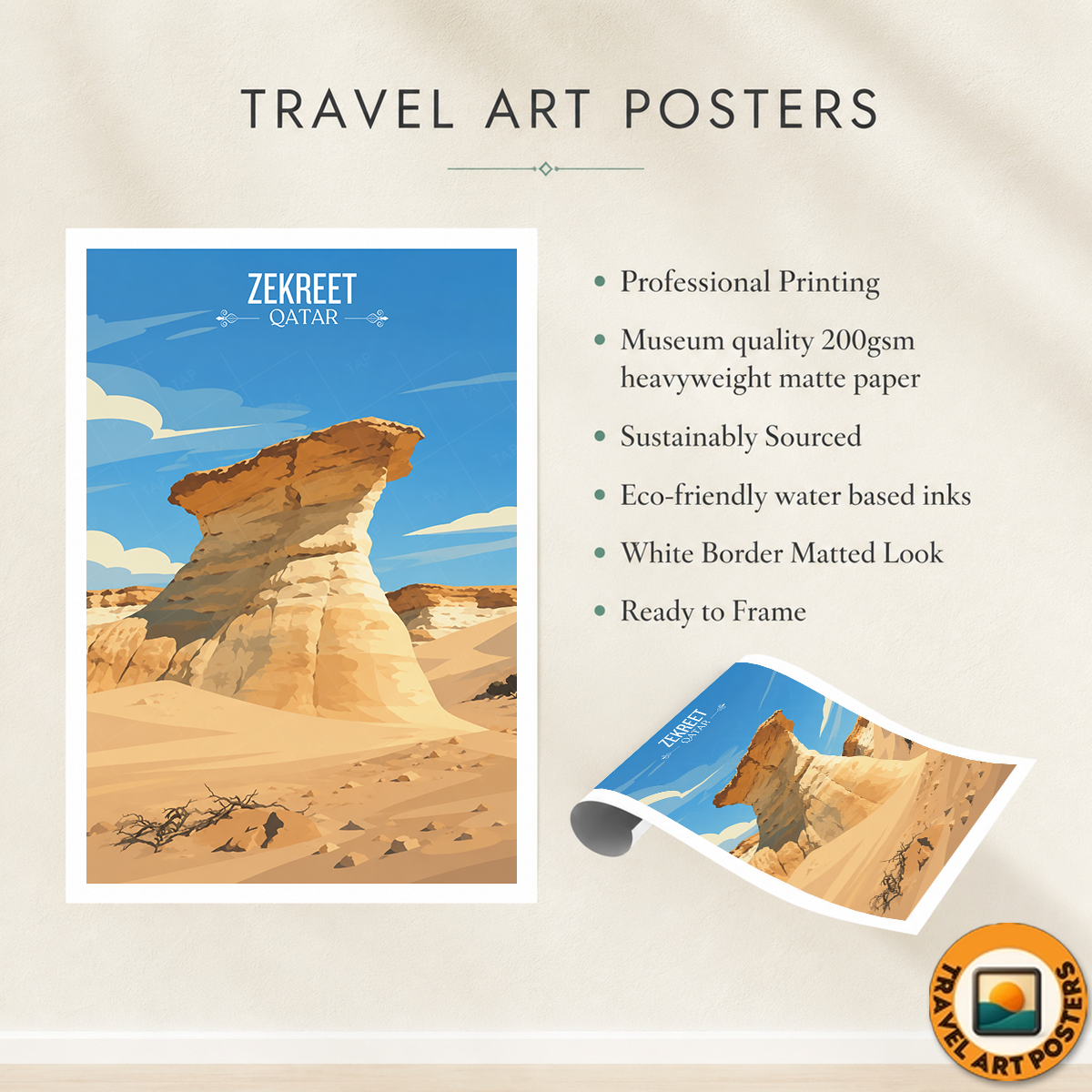 Zekreet - Qatar -  Travel Wall Art Deco Poster Print
