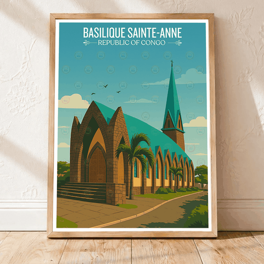 Basilique Sainte travel poster – artwork presentation view 1