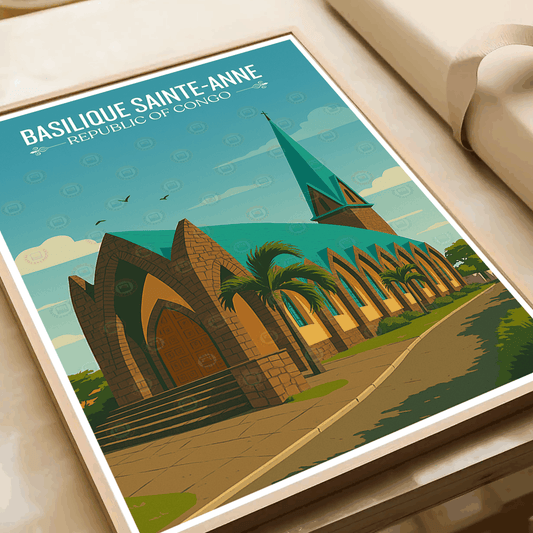 Basilique Sainte travel poster – artwork presentation view 2