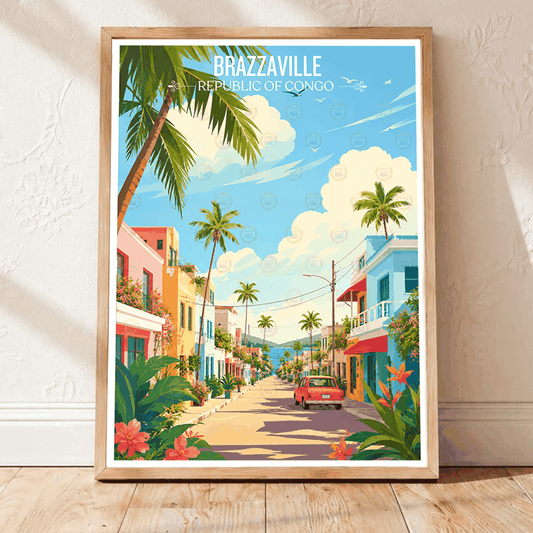Brazzaville travel poster – artwork presentation view 1