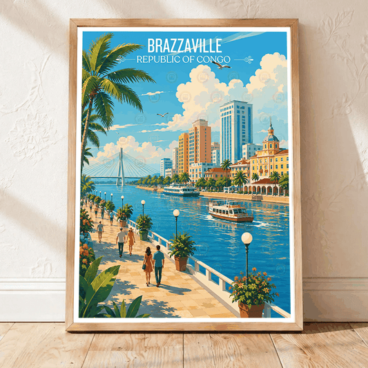 Brazzaville travel poster – artwork presentation view 1
