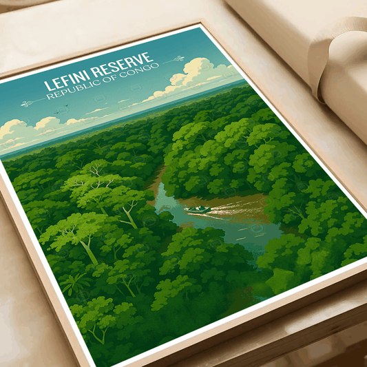 Lefini Reserve travel poster – artwork presentation view 2
