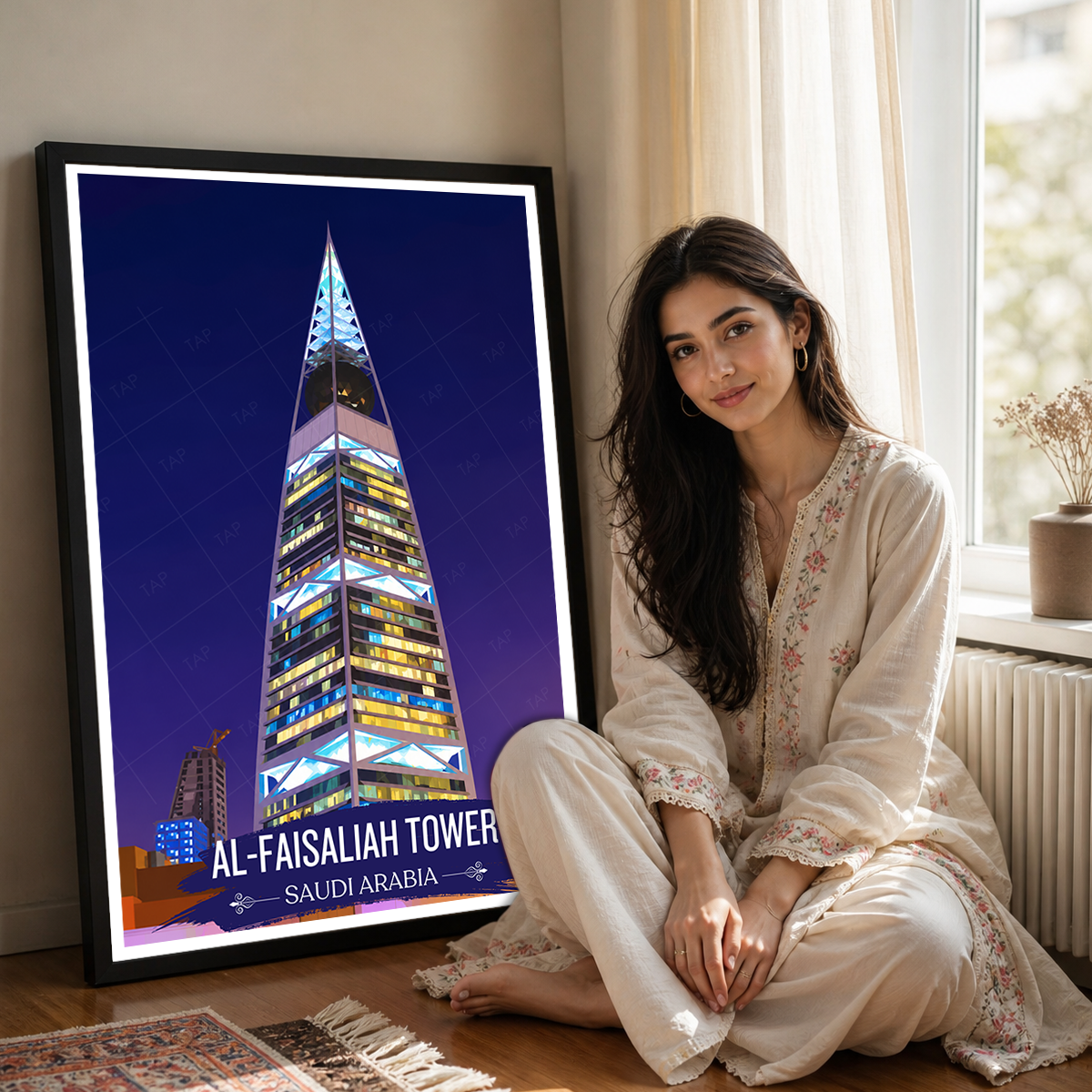 Al-Faisaliah Tower - Saudi Arabia - Travel Wall Art Deco Poster Print