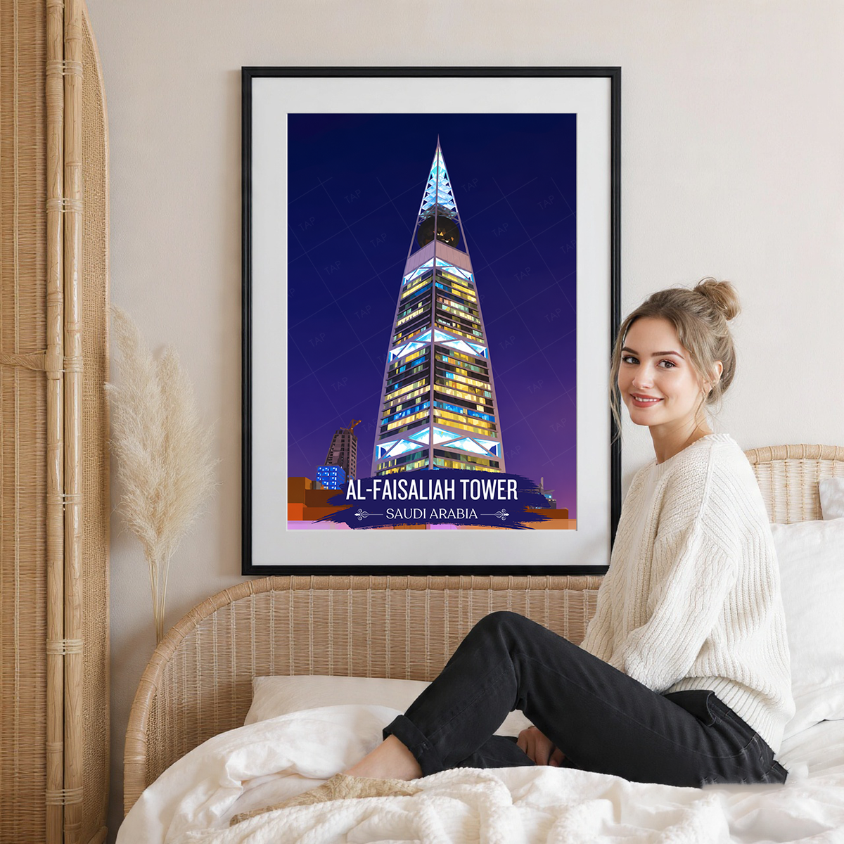 Al-Faisaliah Tower - Saudi Arabia - Travel Wall Art Deco Poster Print