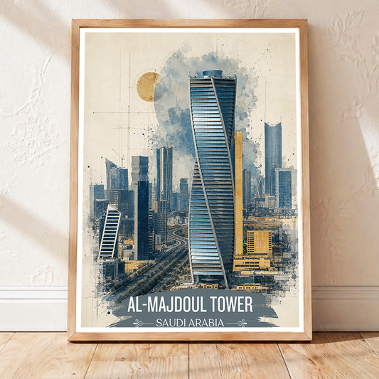Al-Majdoul Tower - Saudi Arabia - Travel Wall Art Deco Poster Print - Art Print - Travel Art Poster